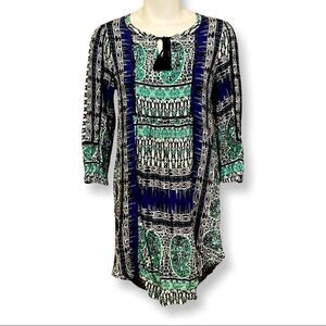 Lucky Brand Womens Blue Green Paisley Print Tunic‎ Dress 7WD40115